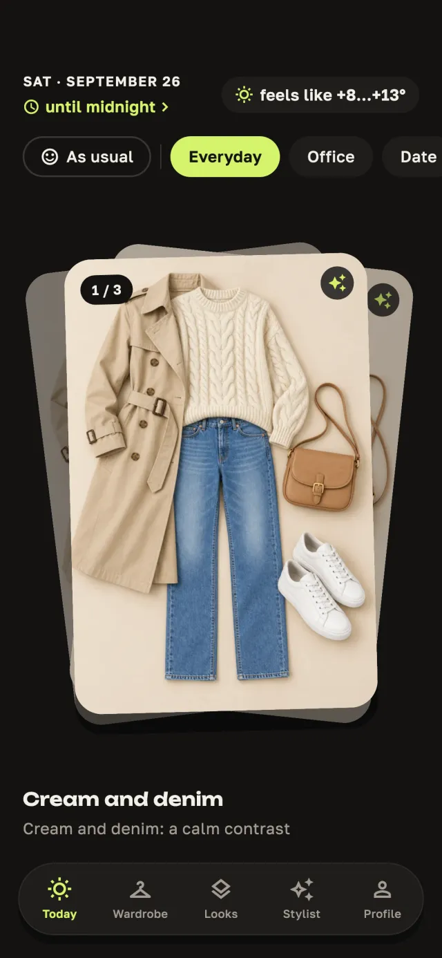 Today: a look for +15° and an everyday plan